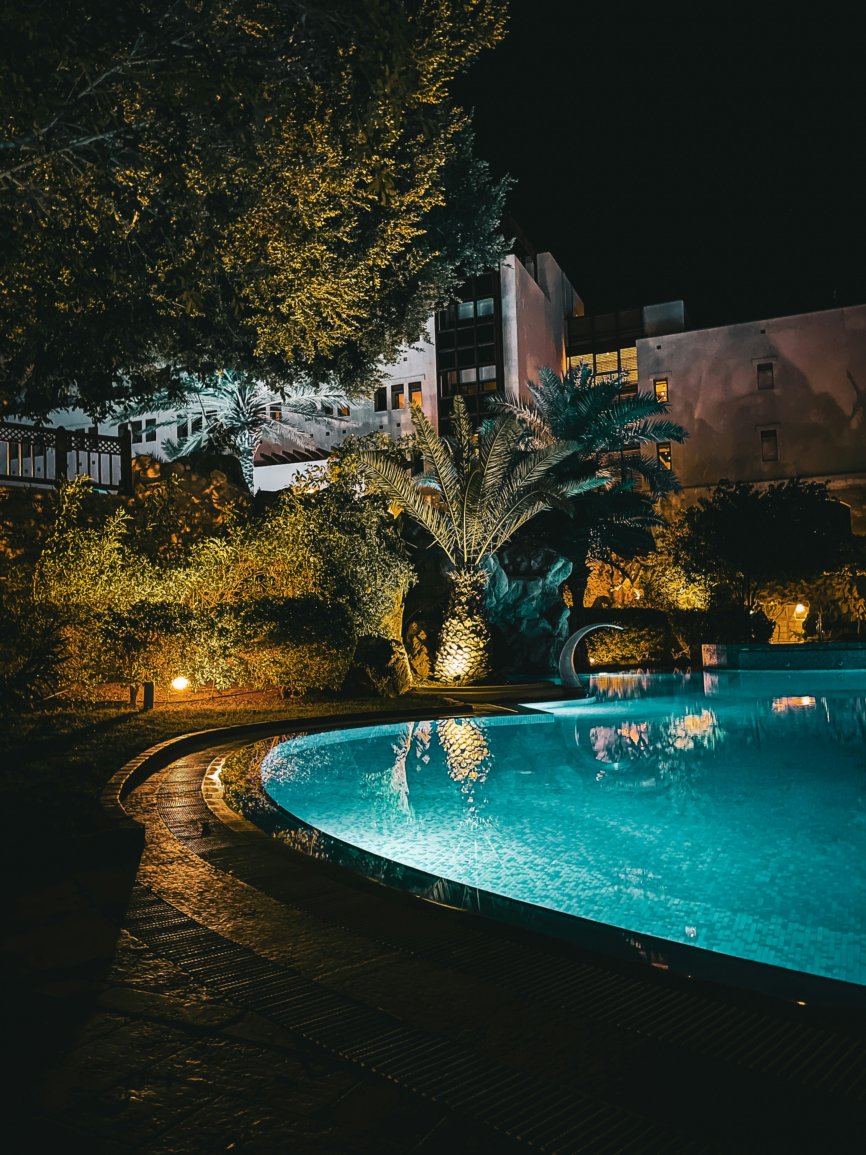 Night pool view